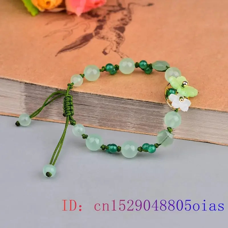 Green Jade Flower Bracelet Amulet Amulets Beads Jewelry Talismans Bangle Designer Vintage Charm Charms Natural Gift Carved Men