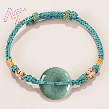 Green Myanmar Jadeite Donut Bracelet Designer Bangle Natural Burmese Jade Fashion Accessories Real Jewelry Vintage Talismans