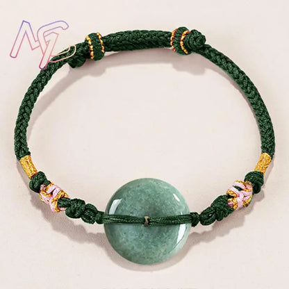 Green Myanmar Jadeite Donut Bracelet Designer Bangle Natural Burmese Jade Fashion Accessories Real Jewelry Vintage Talismans