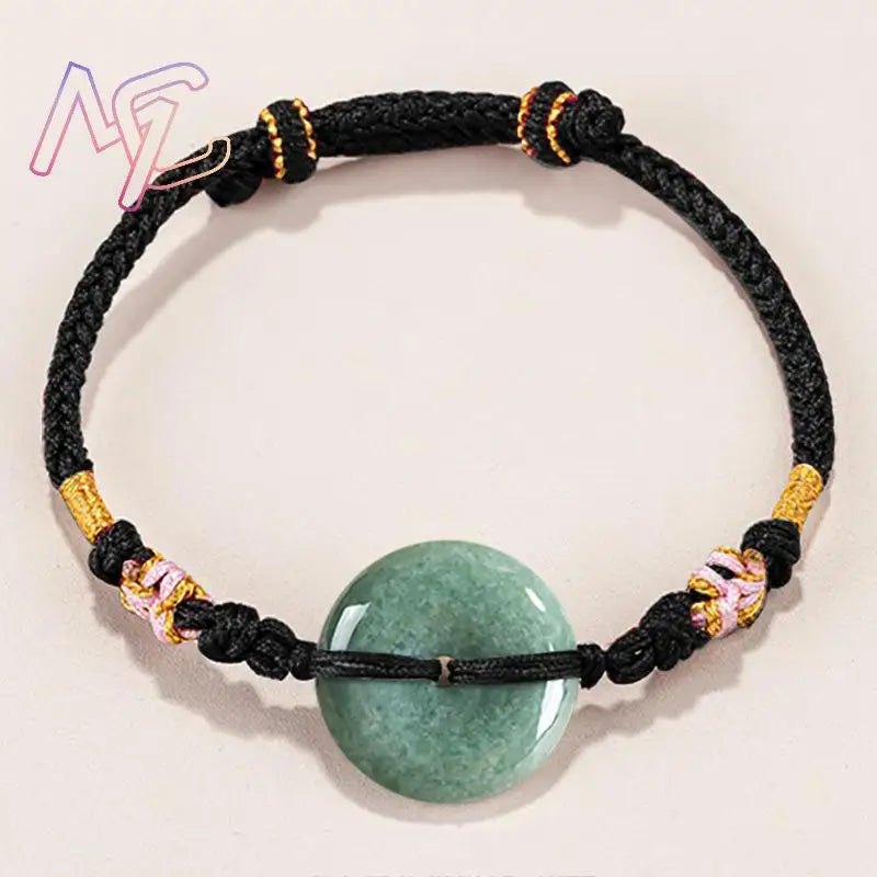 Green Myanmar Jadeite Donut Bracelet Designer Bangle Natural Burmese Jade Fashion Accessories Real Jewelry Vintage Talismans