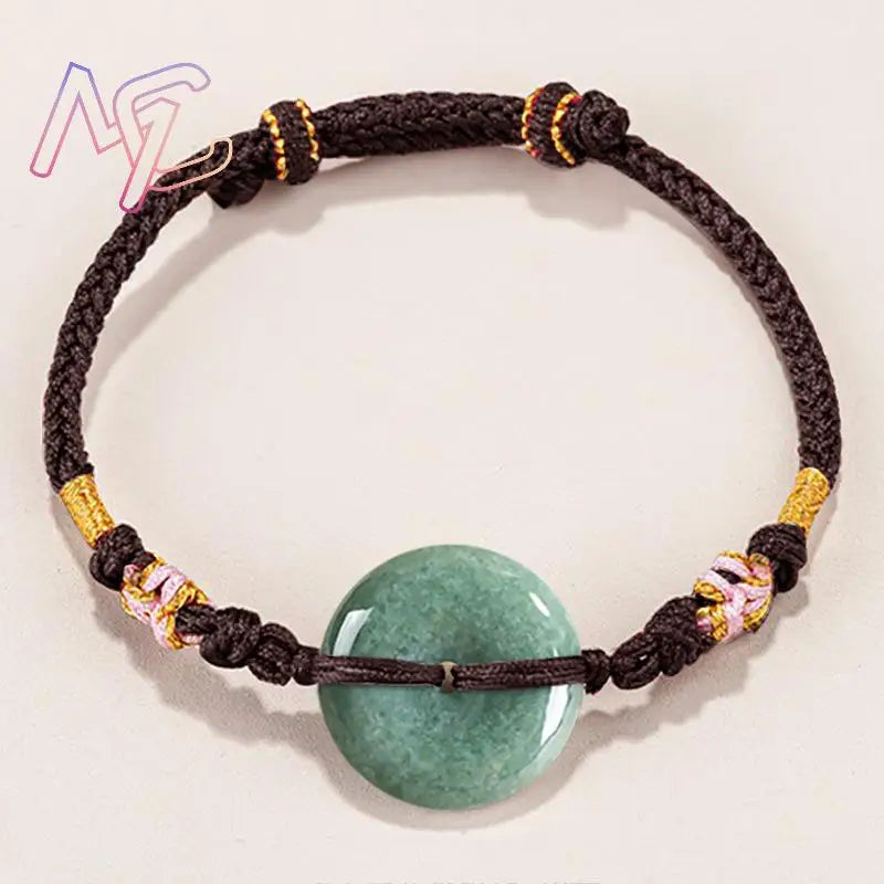 Green Myanmar Jadeite Donut Bracelet Designer Bangle Natural Burmese Jade Fashion Accessories Real Jewelry Vintage Talismans